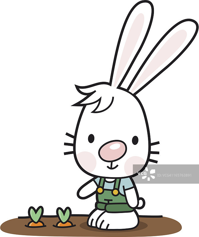 兔子作为园丁与胡萝卜/农场动物图片素材