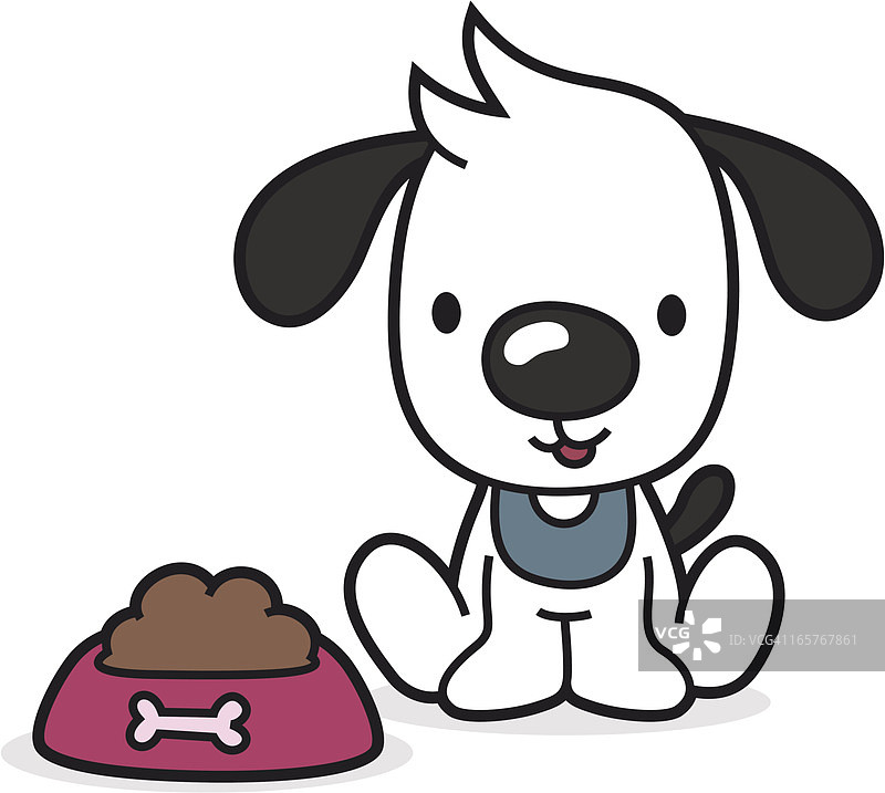 卡通小狗满碗/动物食物图片素材