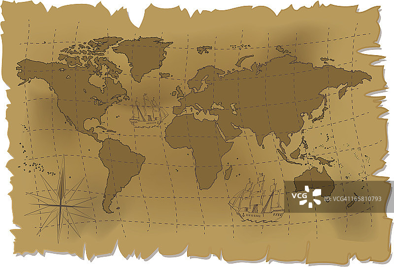 旧世界地图。图片素材