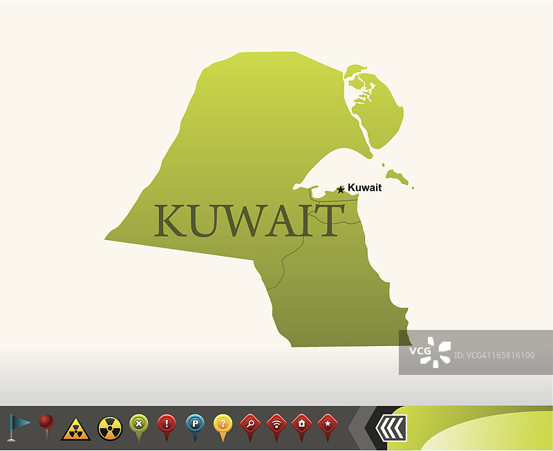 带有导航图标的科威特地图图片素材