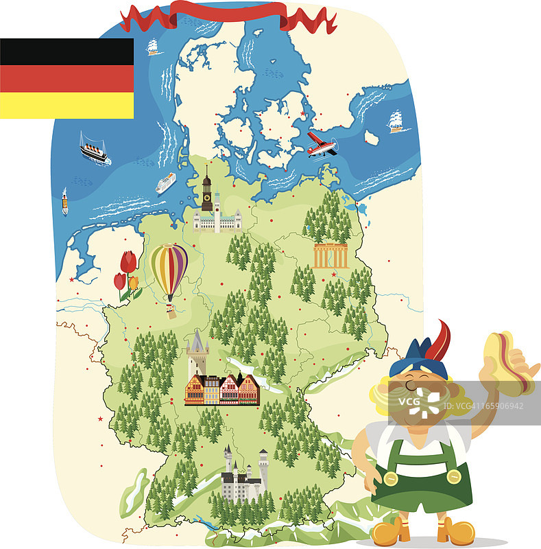 德国卡通地图图片素材