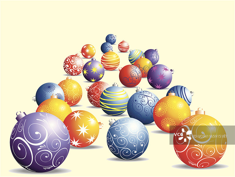 彩色圣诞装饰球图片素材