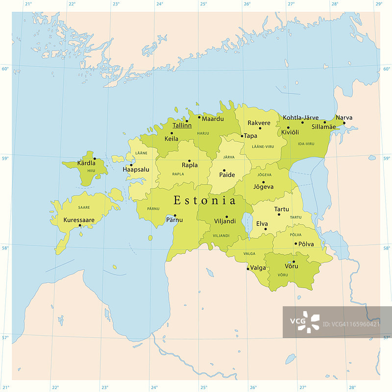 爱沙尼亚矢量地图图片素材