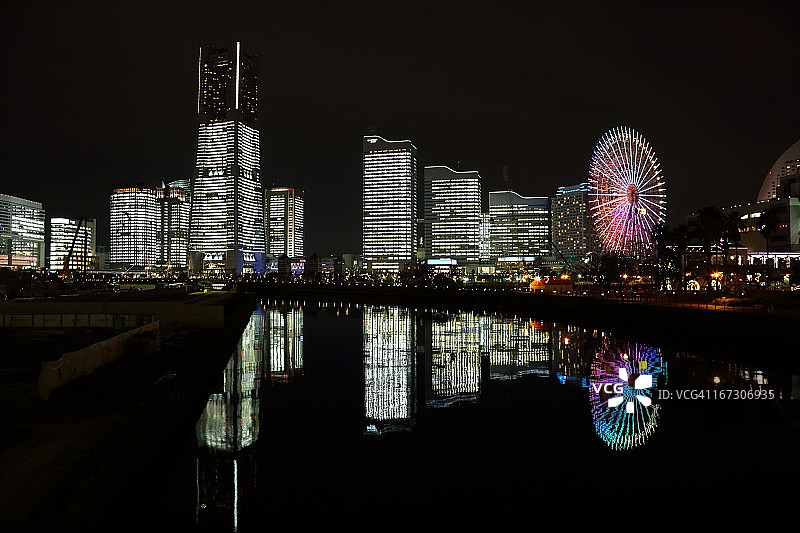 Minatomirai夜景。图片素材