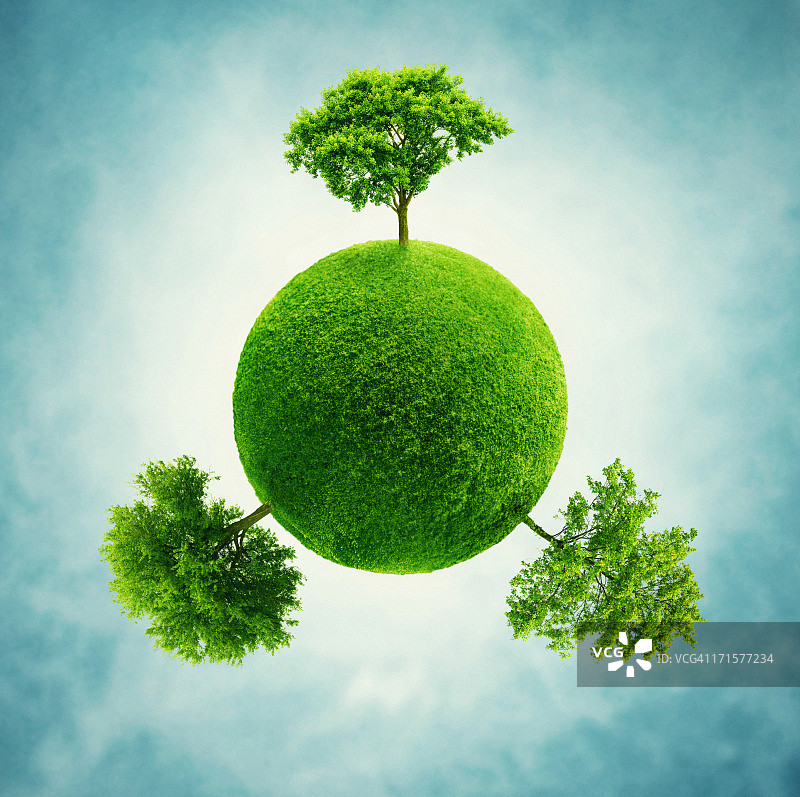 绿色的小星球有树图片素材