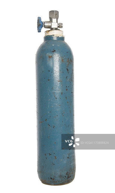 气瓶罐有锈斑，蓝漆剥落图片素材