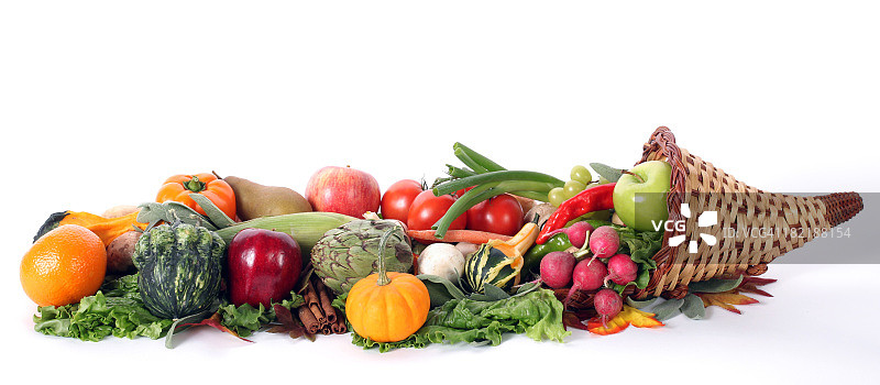 丰富的水果和蔬菜孤立在白色图片素材