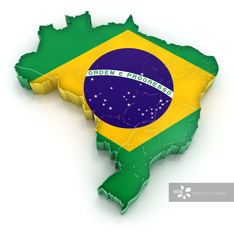 带有旗帜的巴西地图图片素材