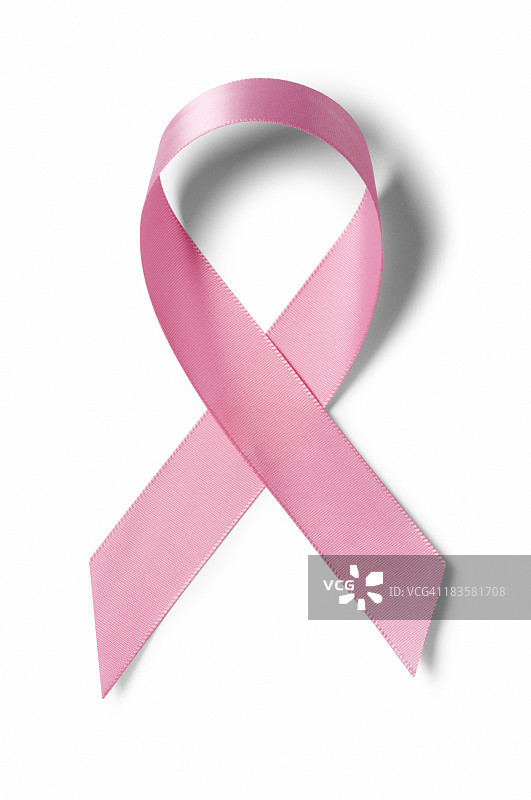 白色背景上的粉色乳腺癌宣传丝带图片素材