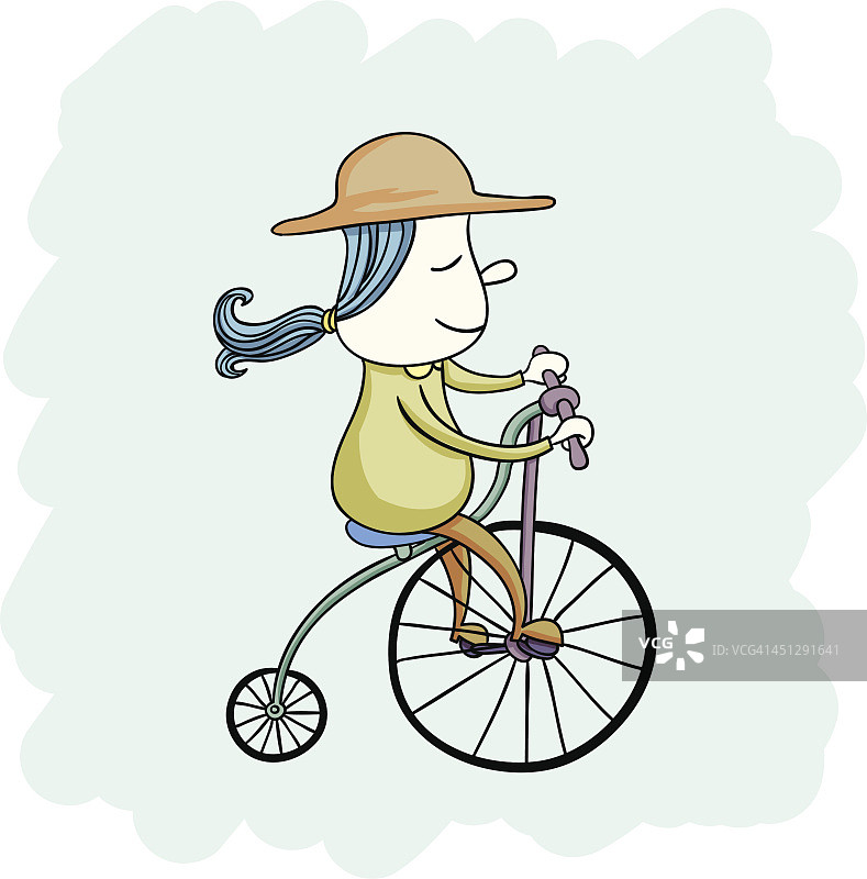 小女孩骑自行车图片素材