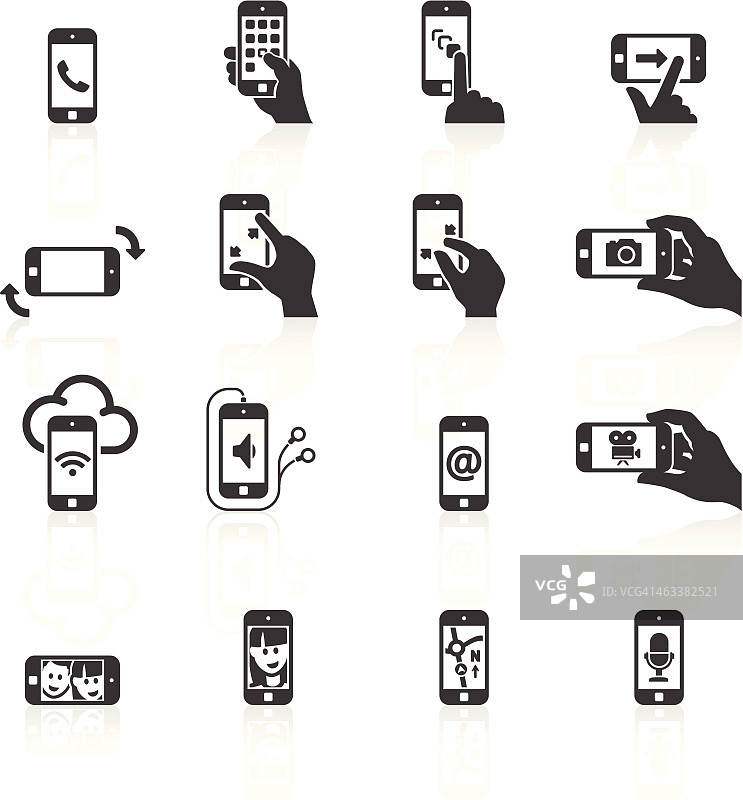 智能手机功能和手势图标图片素材