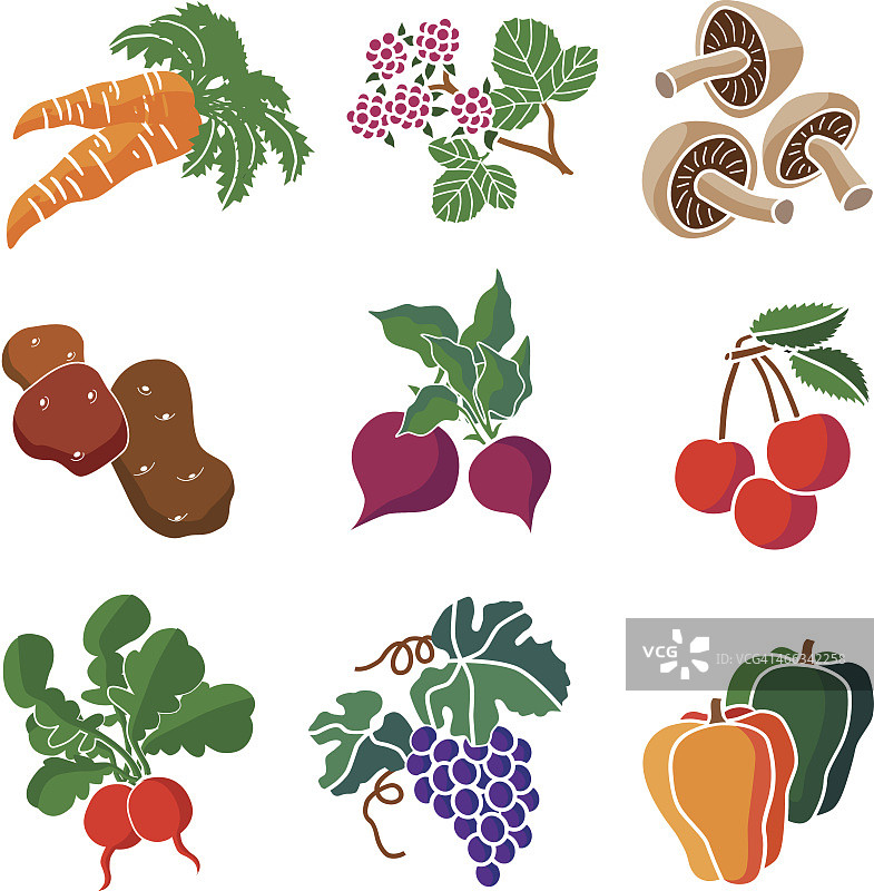 水果和蔬菜图标集图片素材