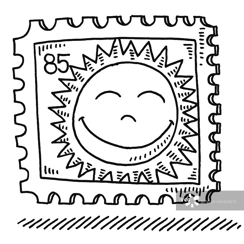 夏日太阳邮票图则图片素材