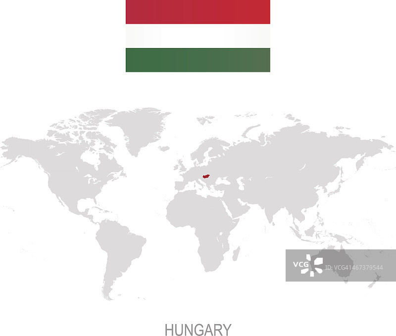 匈牙利国旗和世界地图上的名称图片素材