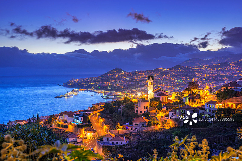 马德拉岛Funchal的夜景图片素材