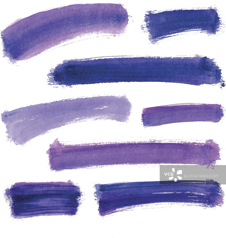 紫色水彩描边集图片素材