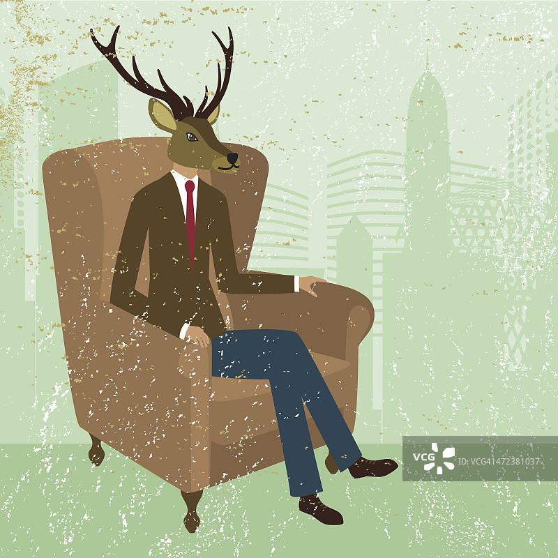 商人领袖鹿老板CEO明智的椅子城市公司图片素材