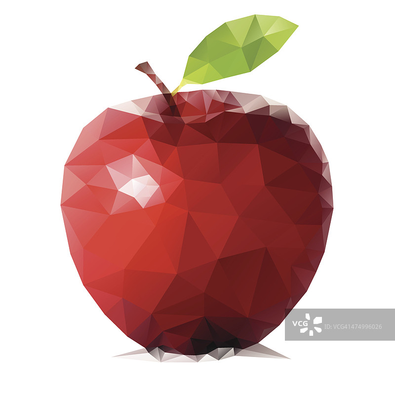 摘要三角形红苹果果实，孤立于白色上图片素材