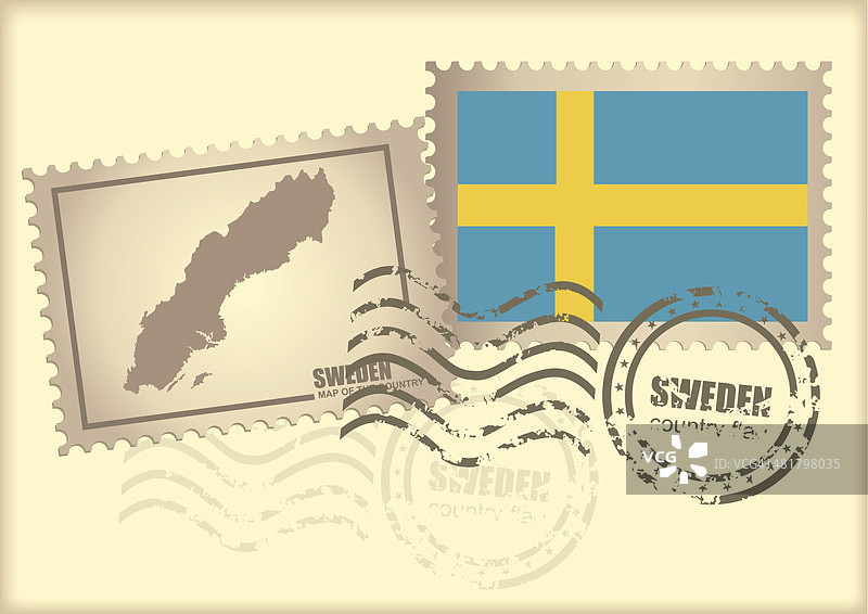 瑞典邮票图片素材