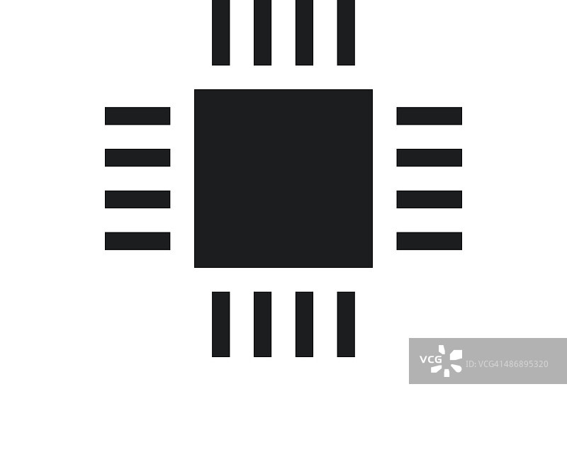 白色背景上的电脑芯片图标。图片素材