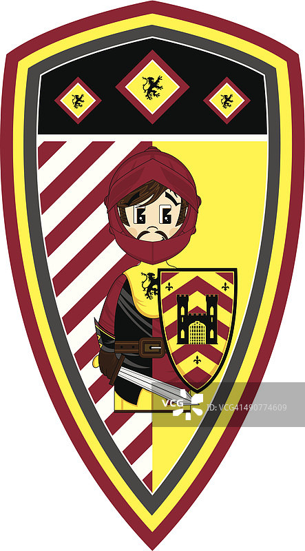 中世纪十字军骑士插图图片素材