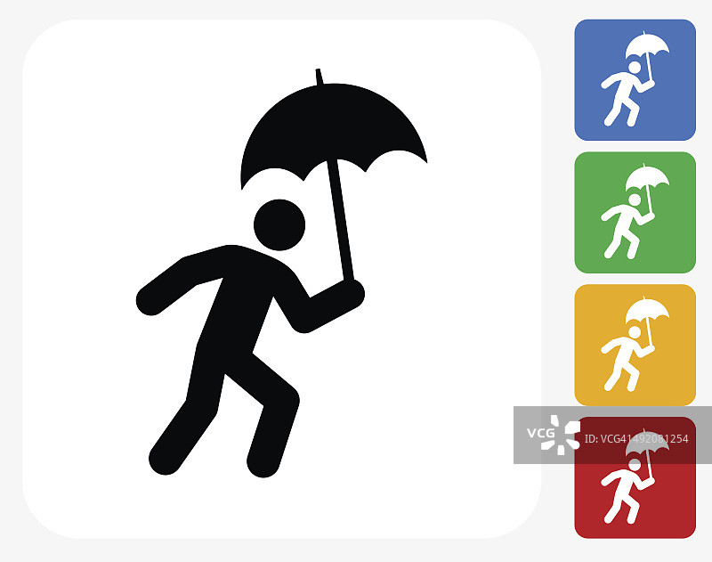 跑步和伞图标平面图形设计图片素材