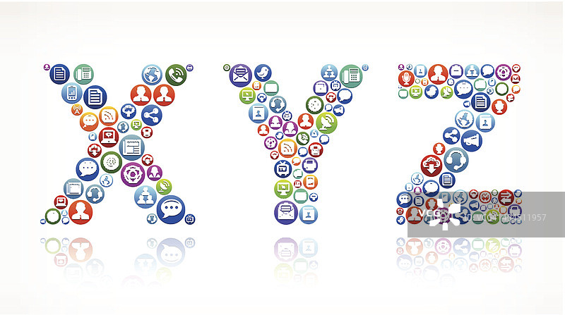 XYZ免版税矢量社会网络和互联网图标集图片素材