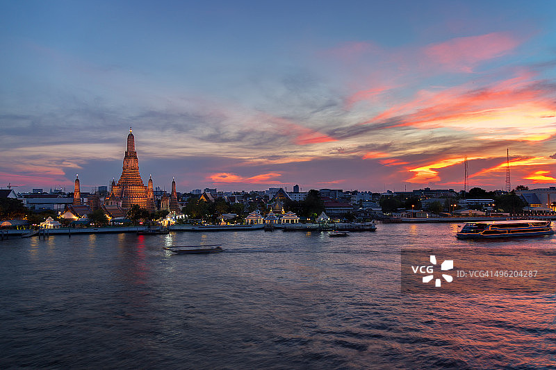 泰国曼谷，阿隆寺的日落图片素材