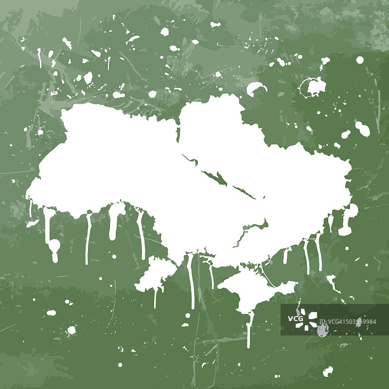 乌克兰地图涂鸦绿色溅在绿色墙上图片素材