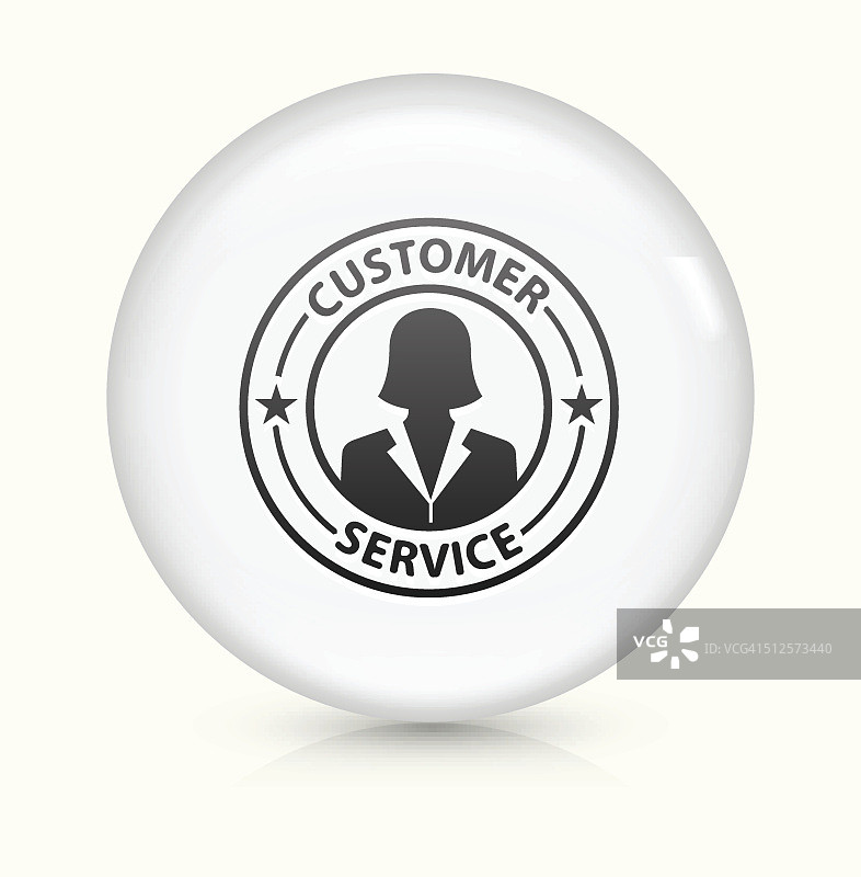 客户服务徽章图标上的白色矢量按钮图片素材