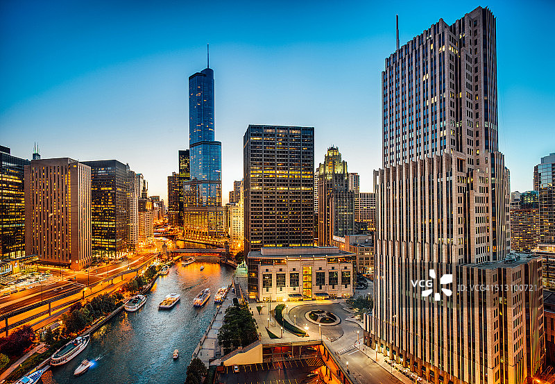 芝加哥天际鸟瞰图图片素材