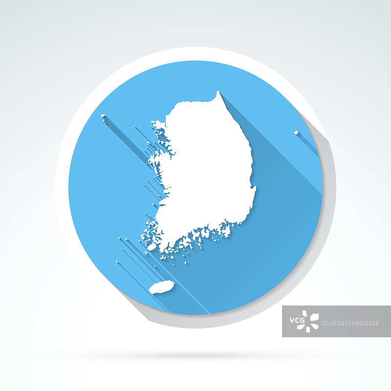 韩国地图图标，平面设计，长影子图片素材