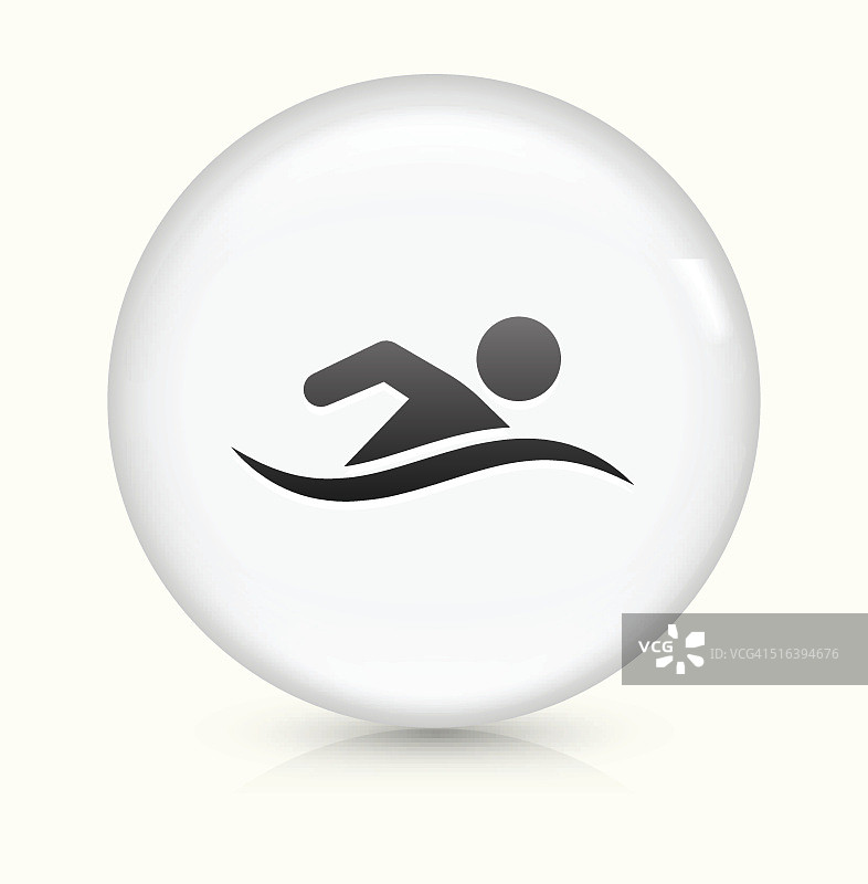 游泳图标上的白色圆形矢量按钮图片素材