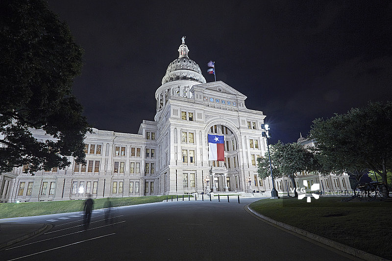 德州国会大厦夜间灯火通明图片素材