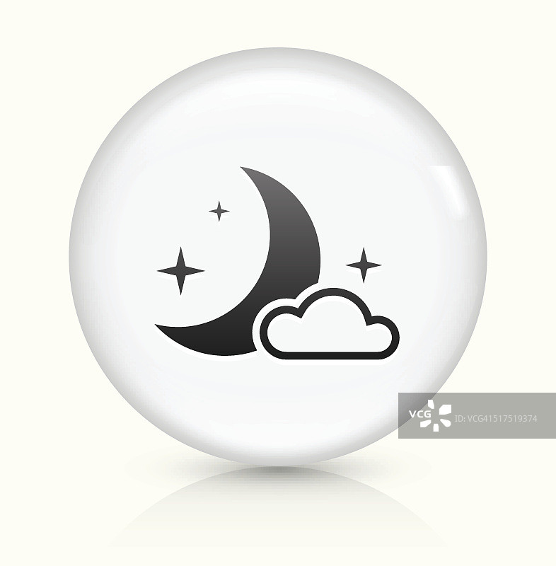 夜间时间图标上的白色圆形矢量按钮图片素材
