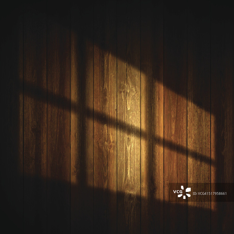 木制背景，灯光从一扇窗户图片素材