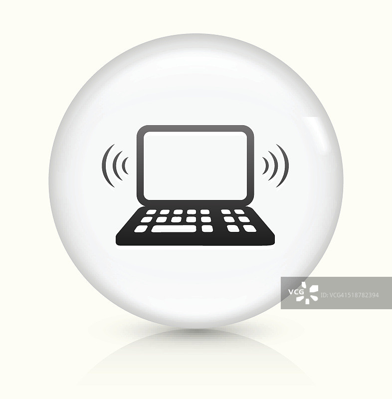 Wi-Fi笔记本电脑图标上的白色圆形矢量按钮图片素材