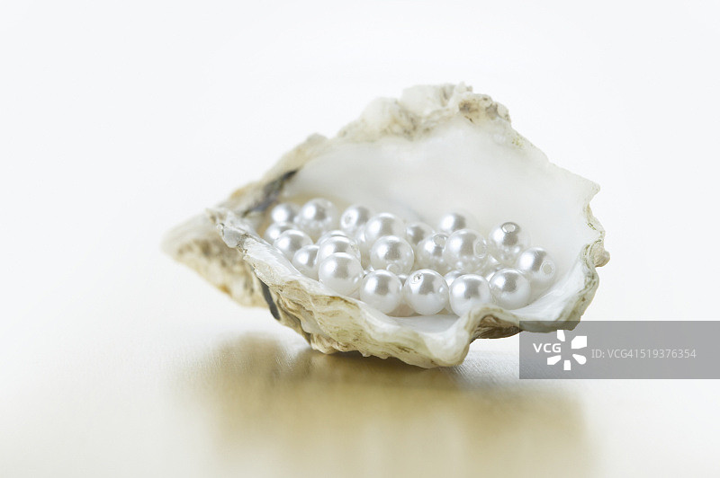 充满珍珠的牡蛎壳图片素材