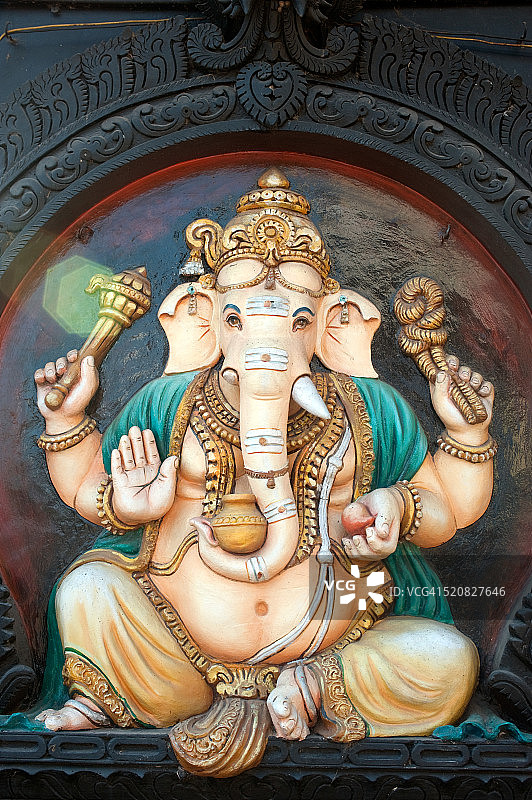 印度喀拉拉邦，特里凡得琅，特里凡得琅神庙墙上的主甘尼施图片素材
