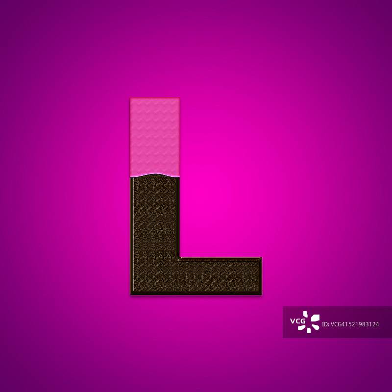 L巧克力糖果字母孤立在粉红色的背景图片素材