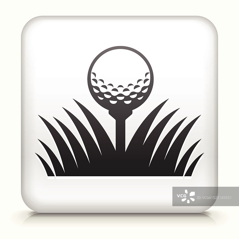白色方形按钮与高尔夫球图标图片素材