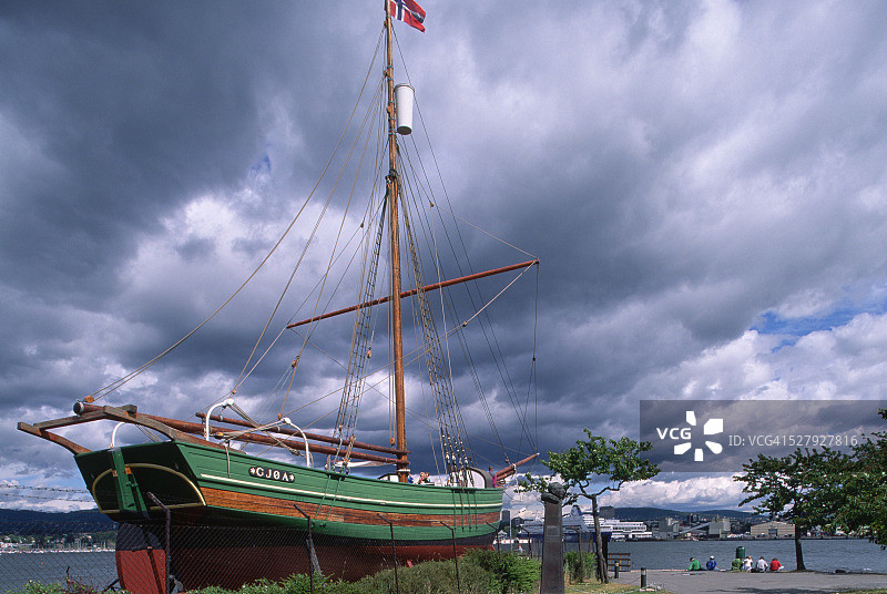 罗尔德·阿蒙森的船，奥斯陆的比格多伊半岛图片素材