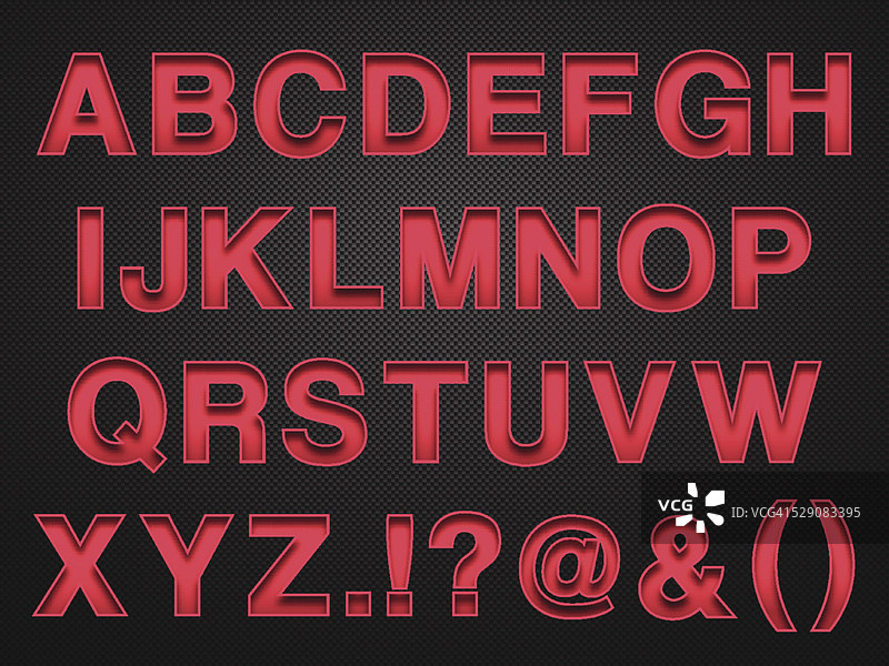 字母设计-碳纤维背景上的红色字母图片素材