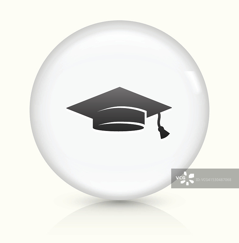 毕业帽图标上的白色圆形矢量按钮图片素材