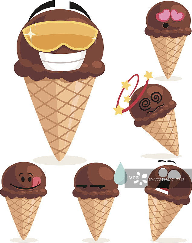 巧克力冰淇淋卡通套装A图片素材