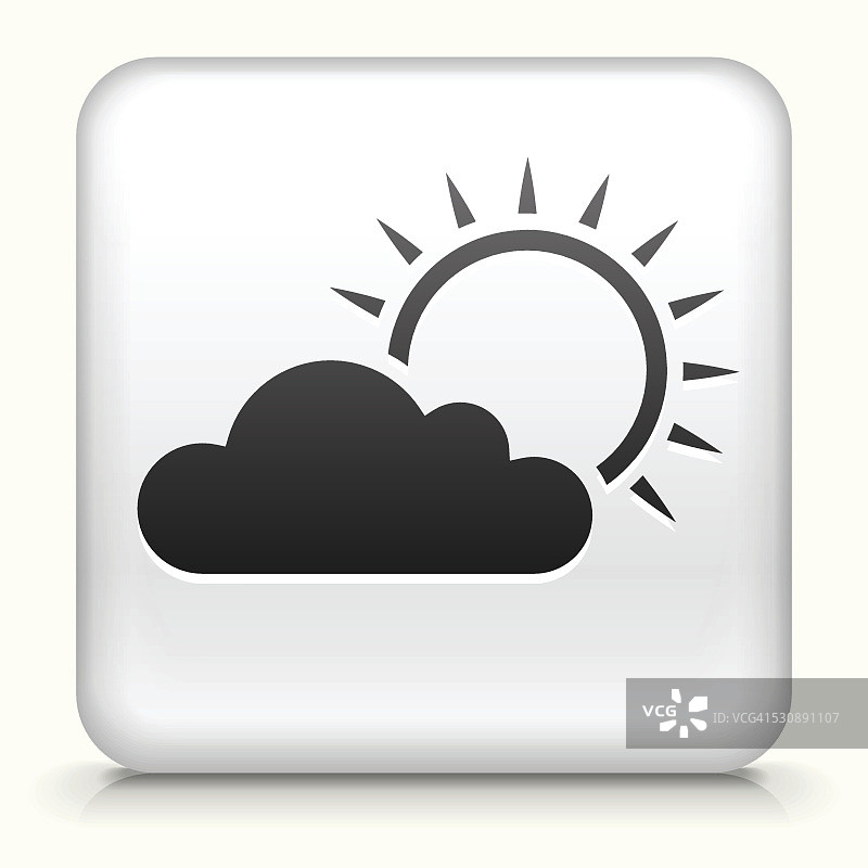 方形按钮与多云天气图片素材