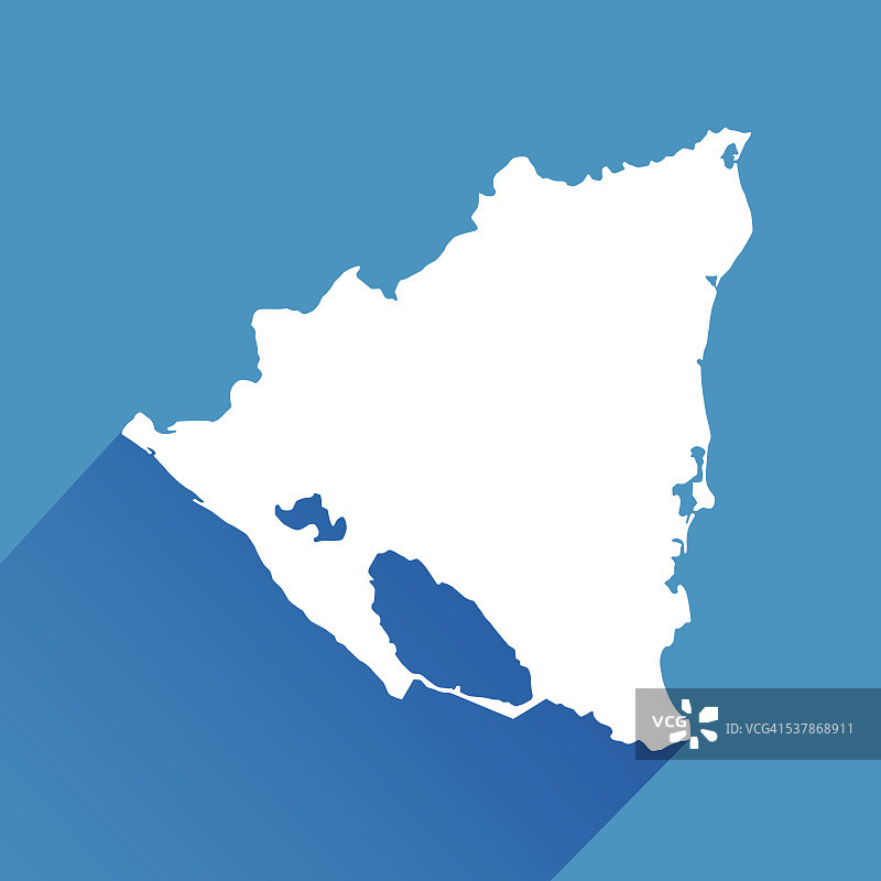 蓝色尼加拉瓜地图图标图片素材