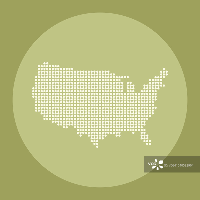 美国点地图上的绿色橄榄圈背景图片素材