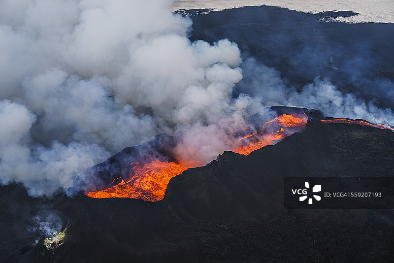 冰岛Bardarbunga火山喷发，Holuhraun。图片素材