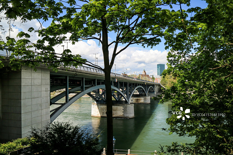 Wettsteinbrücke和莱茵，巴塞尔，瑞士图片素材